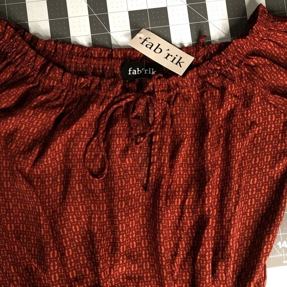 NWT Fab’rik Romper short boho long sleeves brown S - Picture 13 of 14